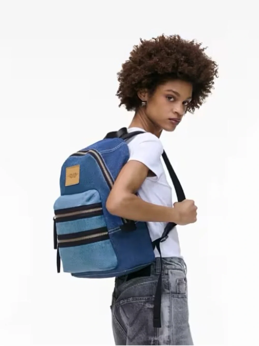 Marc Jacobs The Biker Colorblock Denim Large Backpack - Picture 2 of 5